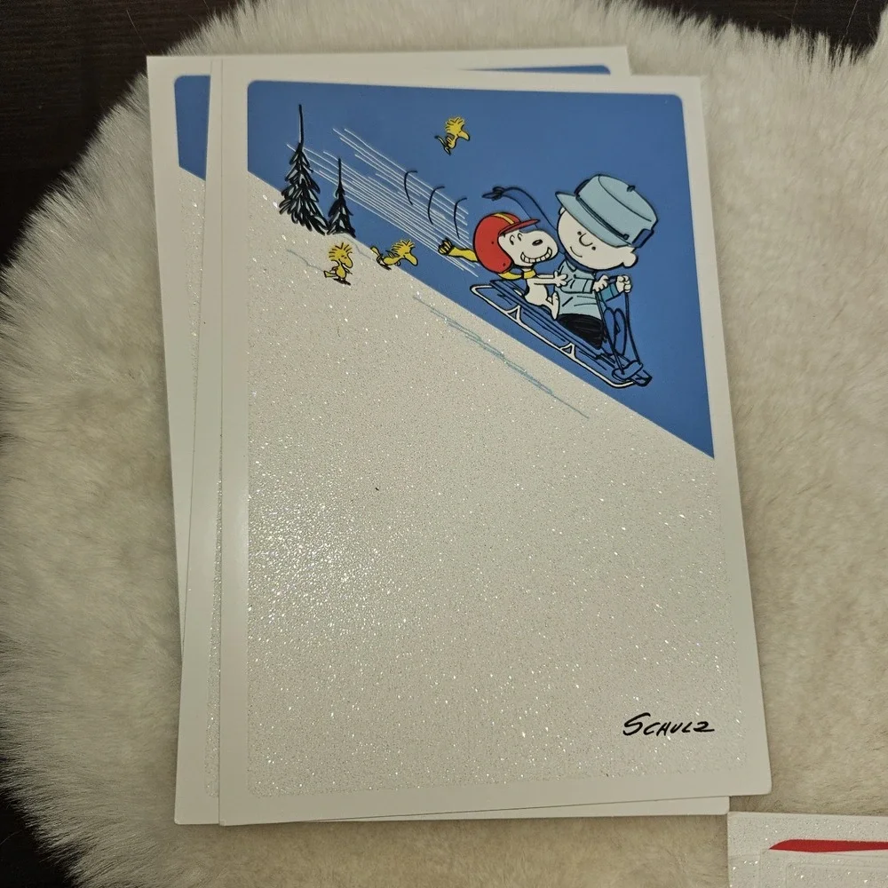 Hallmark Peanuts Snoopy Christmas Cards 14 Ct Envelopes Glitter Schulz 2023